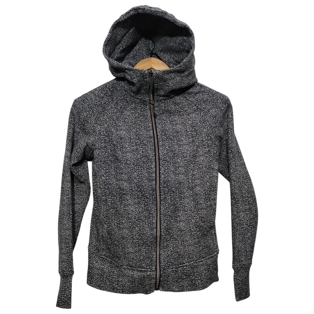 Lululemon Scuba Hoodie IVCurrents White Black Women's 4 Full Zip Jacket
